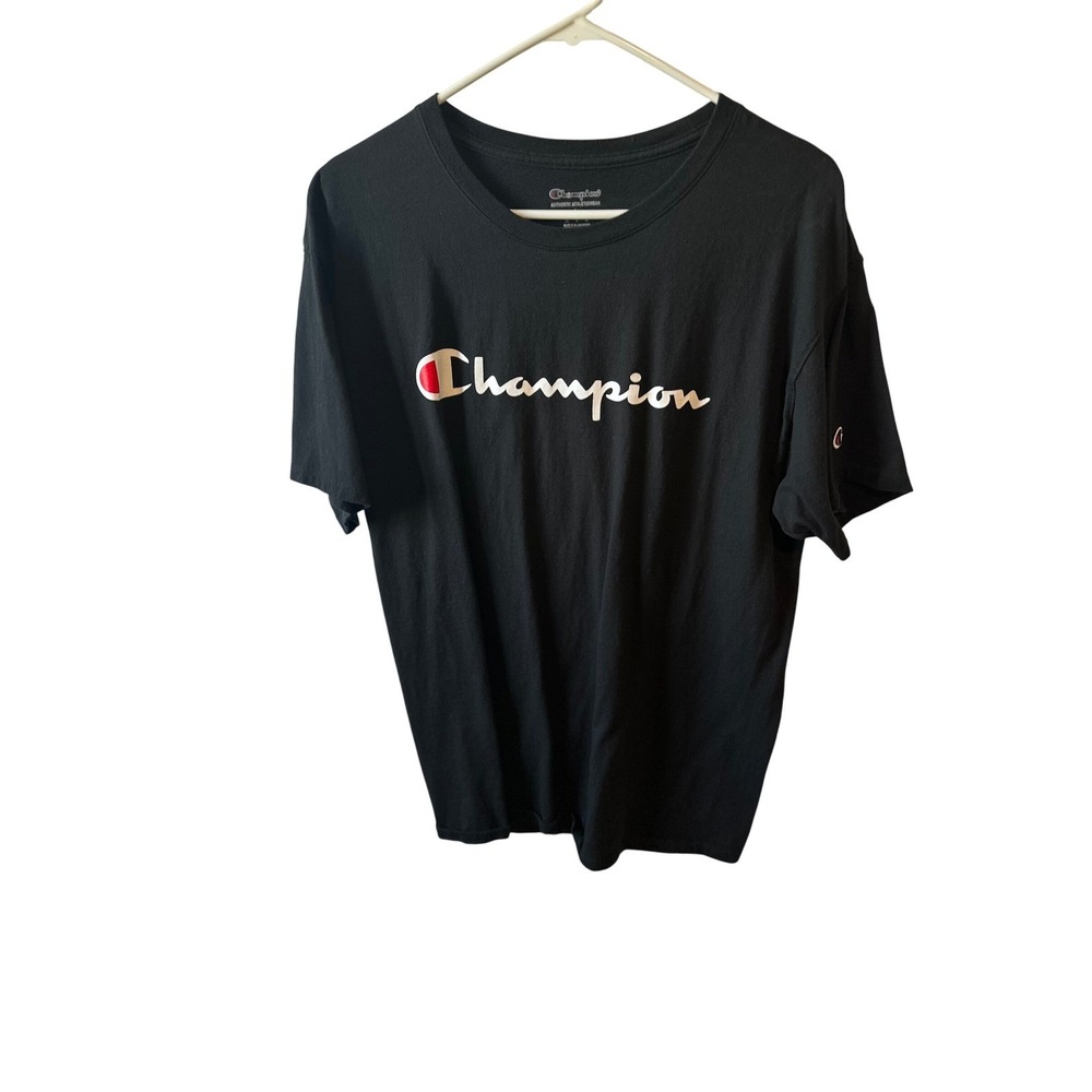 Champion Authentic Athleticwear Black T-Shirt Mens Crew Neck